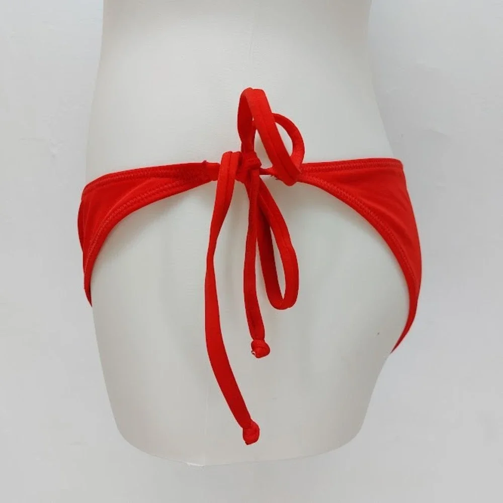 SKIMS Dippy Tie Bottom Women's Recycled Swim Medium Ruby Red Bikini Vacation